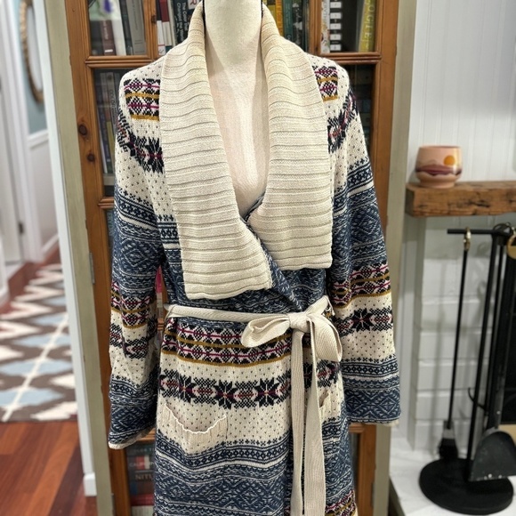 Anthropologie Eloise Fireside Fair Isle Nordic Cardigan Sweater, Size Med/Large - Picture 3 of 12
